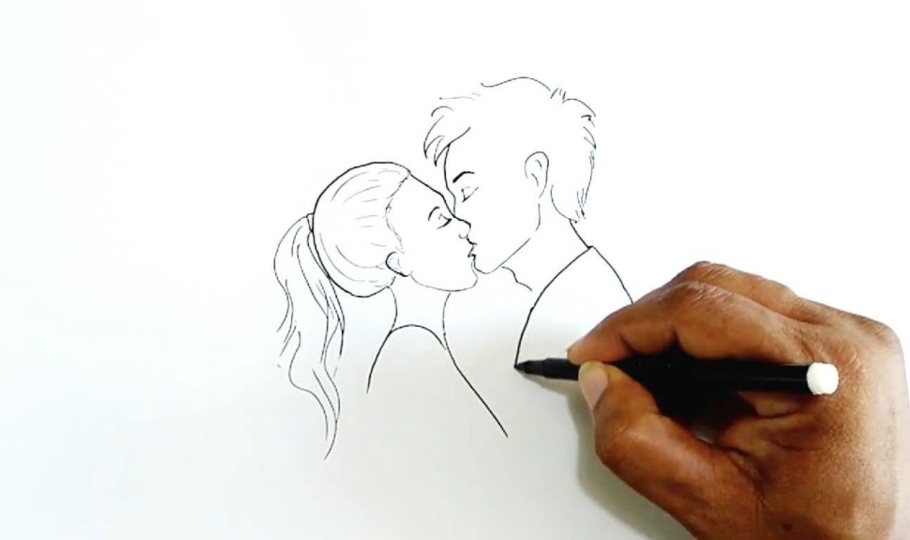 1294x768 How To Draw A Kiss - Sketches Of People Kissing