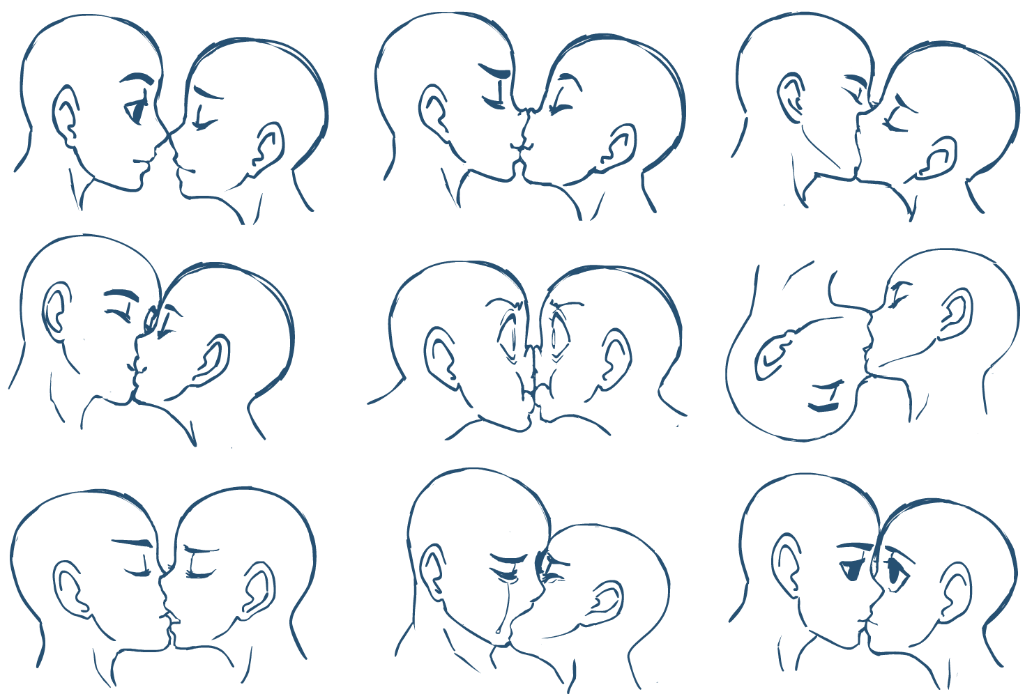 1470x996 Drawn Anime Kiss - Sketches Of People Kissing