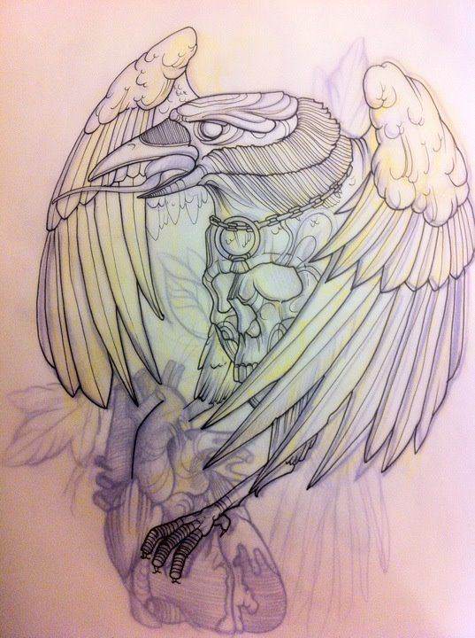 537x720 Drawn Raven Sketch - Sketches Of Ravens