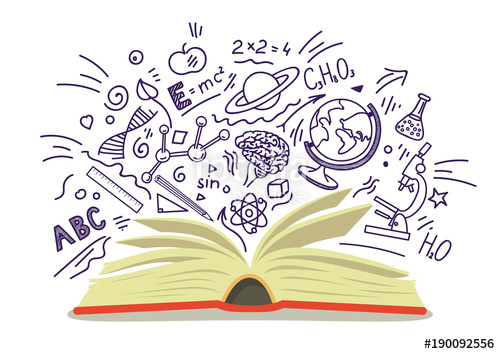 500x354 Open Book With Education, School, Science Hand Drawn Sketches On - Sketches Of Science