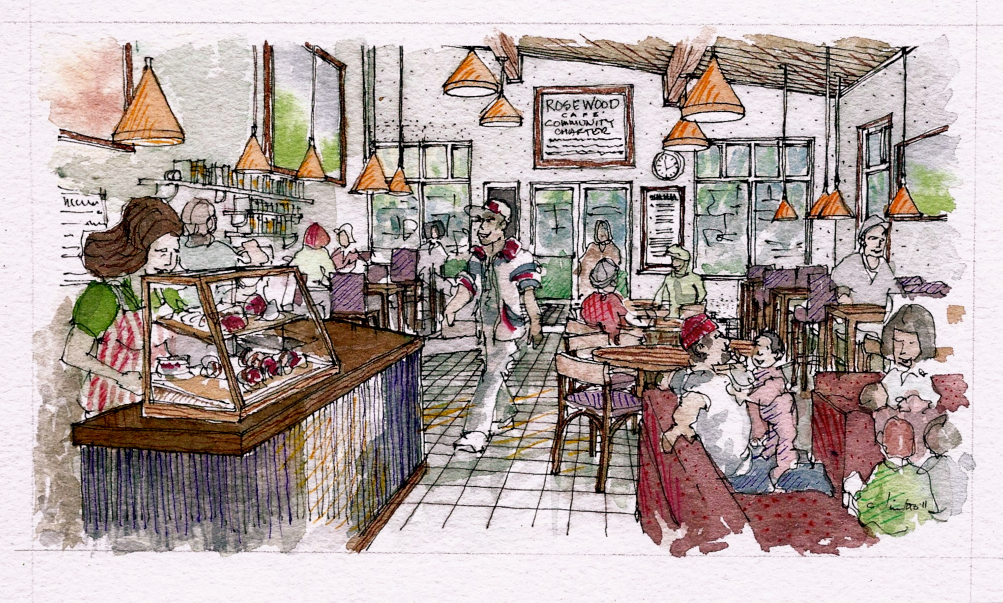 1972x1187 Sketches Of Possible Cafe And Police Contact Office The Rosewood - Sketches Of Sketches