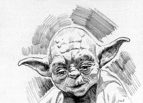 500x361 Yoda Star Wars Sketch Card By Stungeon - Sketches Of Star Wars