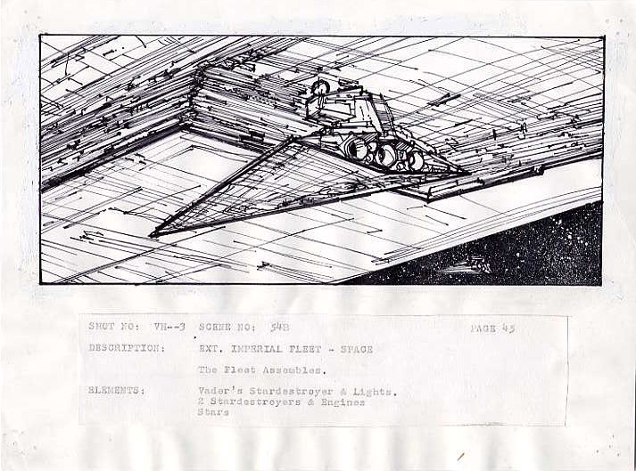 713x529 Esb Original Storyboard Sketch (Star Destroyer Closeup) - Sketches Of Star Wars