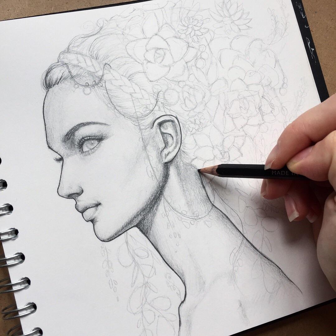 1080x1080 Sketching! Giving Her Succulent Hair Accessories. Drawing - Sketching Accessories