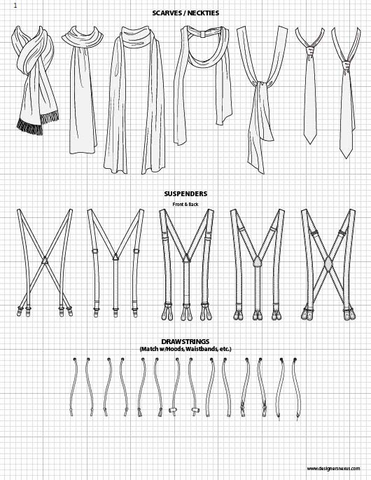 530x685 Vector Garment Accessories - Sketching Accessories