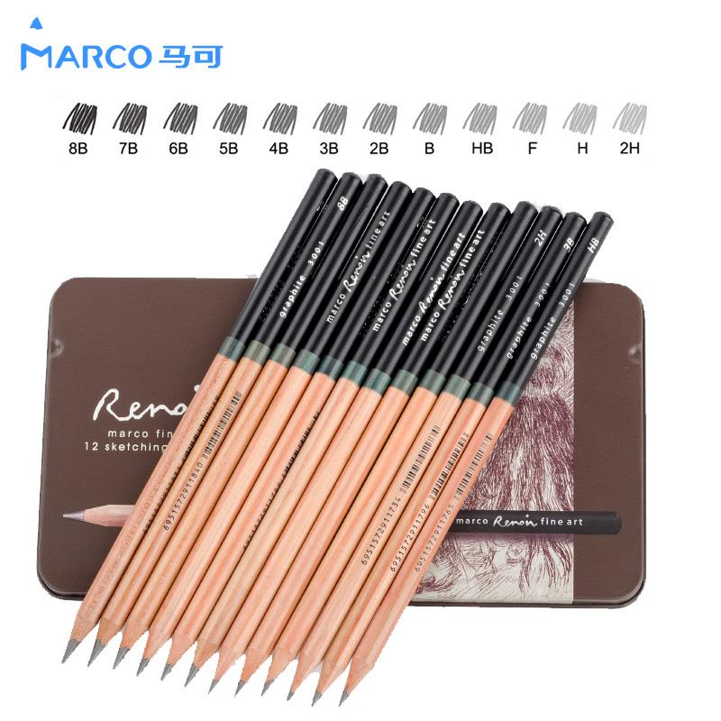 800x800 2018 Marco 2h 9b Craft Pencils Drawing Sketching Pencil Set For - Sketching Gift Set