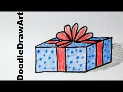 480x360 Drawing How To Draw A Cartoon Christmas Gift - Sketching Gifts