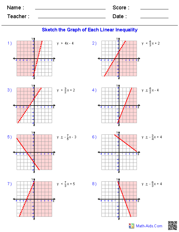 612x792 Graphing Inequalities Worksheets Math - Sketching Inequalities