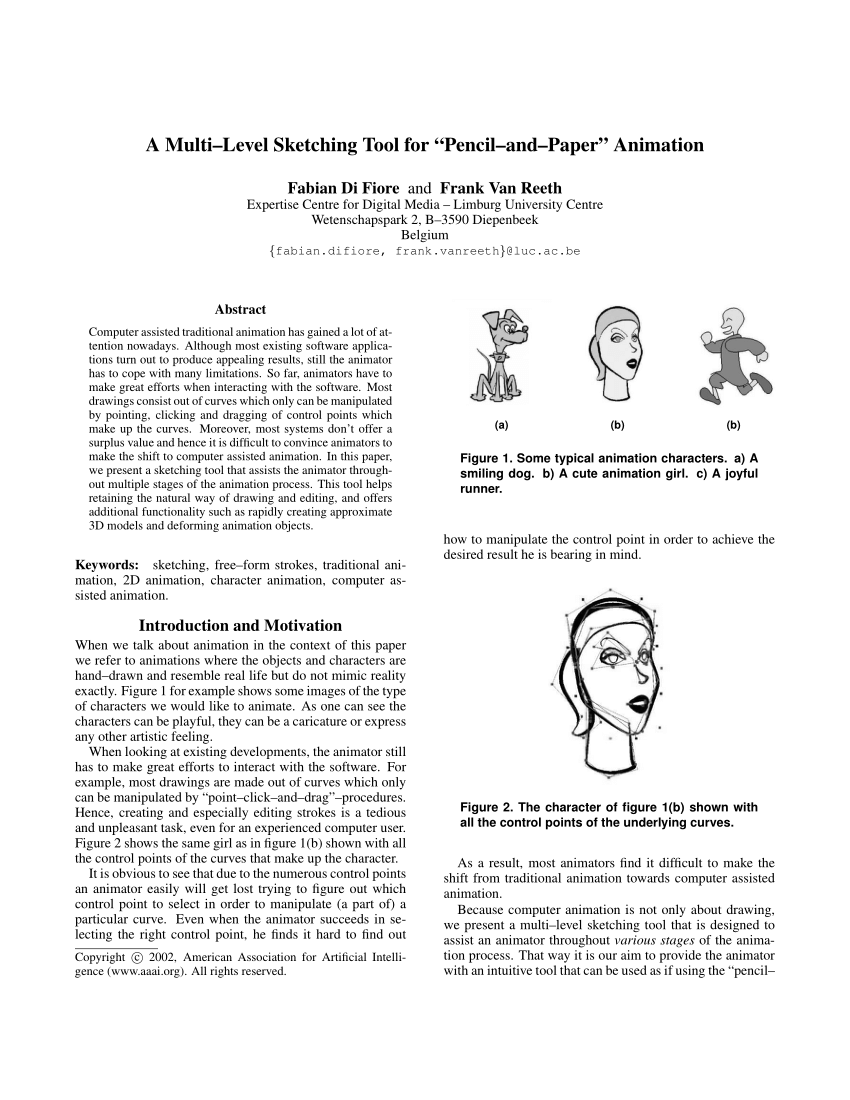 850x1100 Pdf) A High Level Sketching Tool For Pencil And Paper Animation - Sketching Level Curves