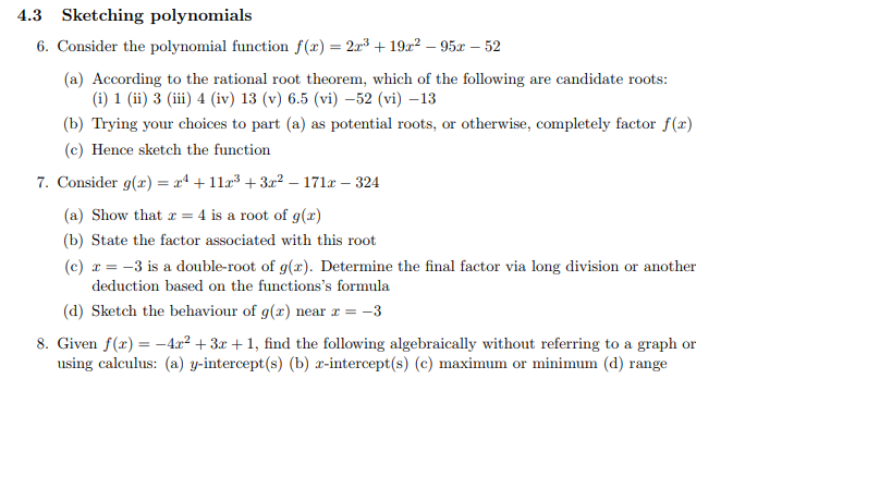 819x460 Solved 4.3 Sketching Polynomials 6. Consider The Polynomi - Sketching Polynomials