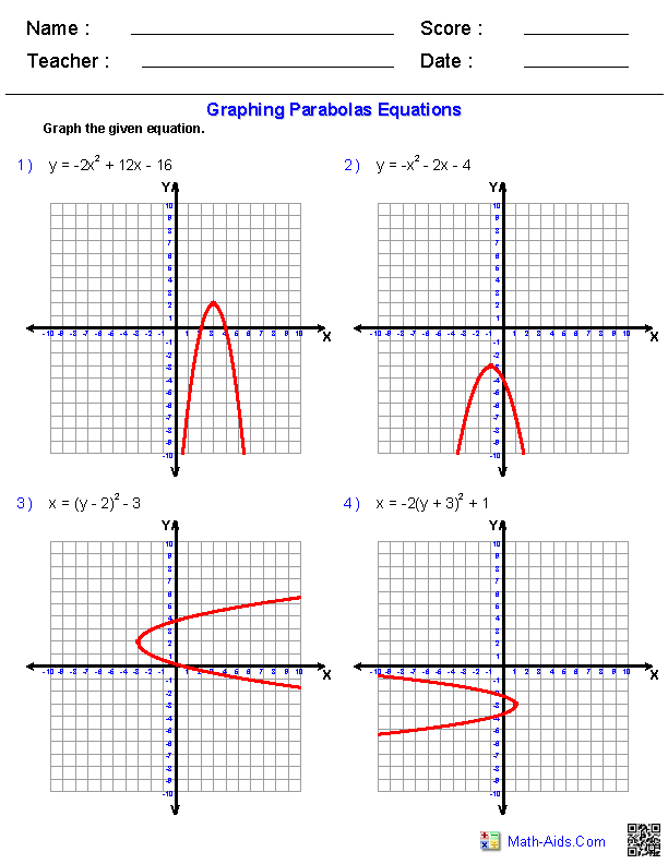 612x792 Graphing Quadratic Functions Worksheets Math - Sketching Quadratic Functions