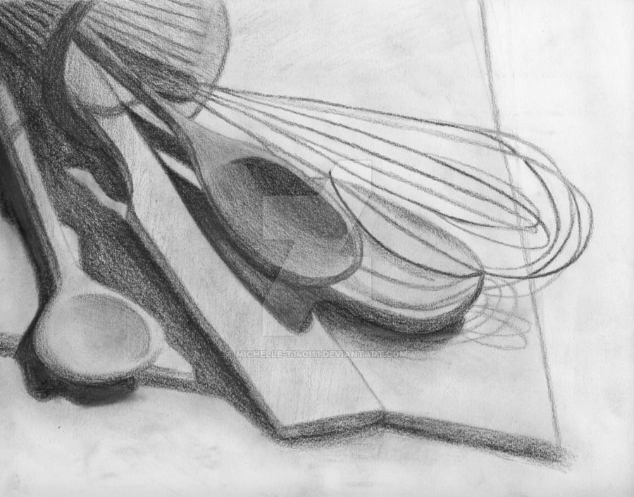 900x705 Drawing Still Life Cooking Supplies - Sketching Utensils