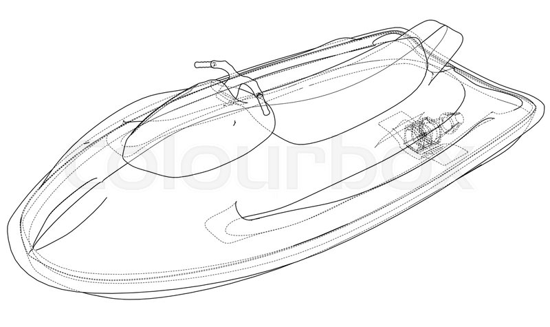 800x475 Jet Ski Sketch. Vector Rendering Of 3d. Wire Frame Style. The - Ski Sketch