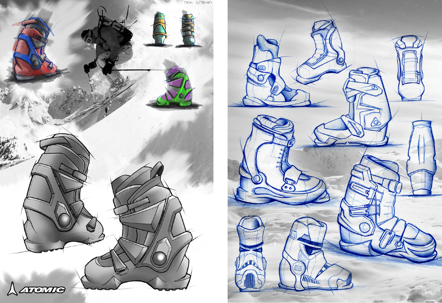 905x621 Ski Boot Sketches - Ski Sketch