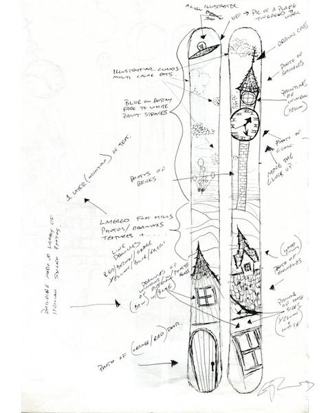 480x600 Eric Pollard Sketch Art - Ski Sketch