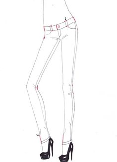 236x327 How To Draw Folds On Classic Straight Pants Croquis - Skinny Jeans Sketch