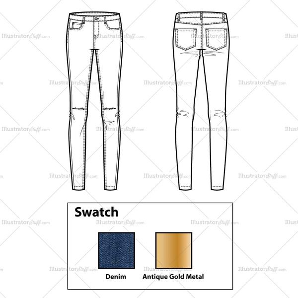 Skinny Jeans Sketch at PaintingValley.com | Explore collection of ...