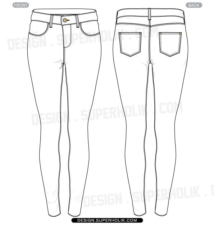 689x725 Skinny Fit Pants Template Fashion Vector Templates In 2018 - Skinny Jeans Sketch