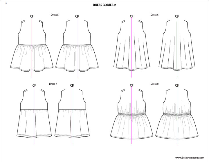 720x561 Kids Illustrator Flat Fashion Sketch Templates - Skirt Flat Sketch