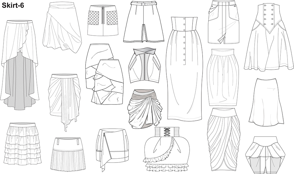 Skirt Flat Sketch at PaintingValley.com | Explore collection of Skirt ...