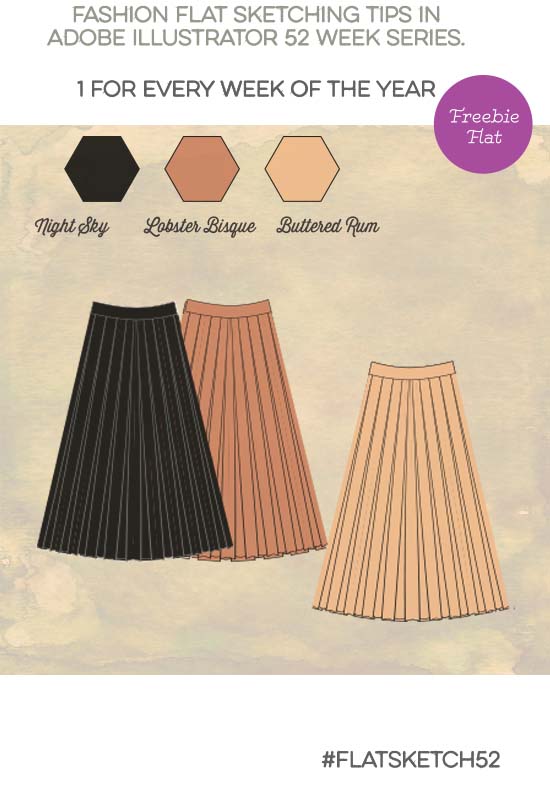 550x800 Flat Sketch Skirt With Box Pleat Archives Convenient Online - Skirt Flat Sketch