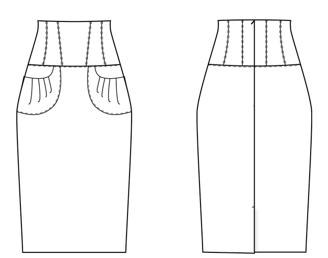 643x505 Lucinda Skirt Sketch - Skirt Sketch