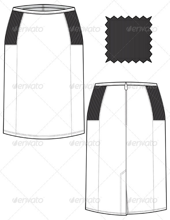 590x764 Fashion Flat Sketches For Leather Pencil Skirt By Studio524 - Skirt Sketch