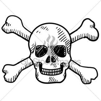 325x325 Jolly Roger Pirate Flag Sketch Gl Stock Images - Skull And Crossbones Sketch