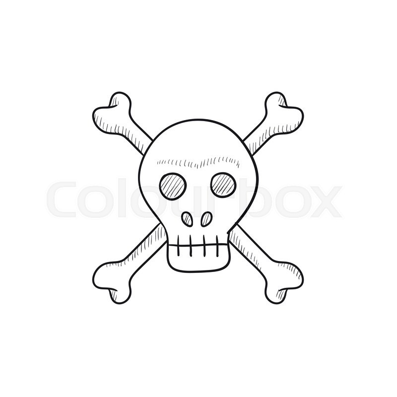 800x800 Skull And Cross Bones Vector Sketch Icon Isolated On Background - Skull And Crossbones Sketch
