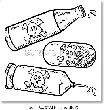 362x382 Art Print Of Drugs And Alcohol Are Poison Sketch Barewalls - Skull And Crossbones Sketch