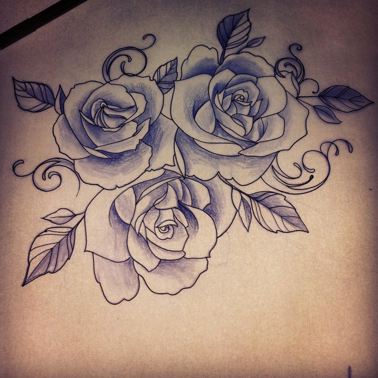 1280x1280 Drawn Rose Girly Skull - Skull And Rose Sketch