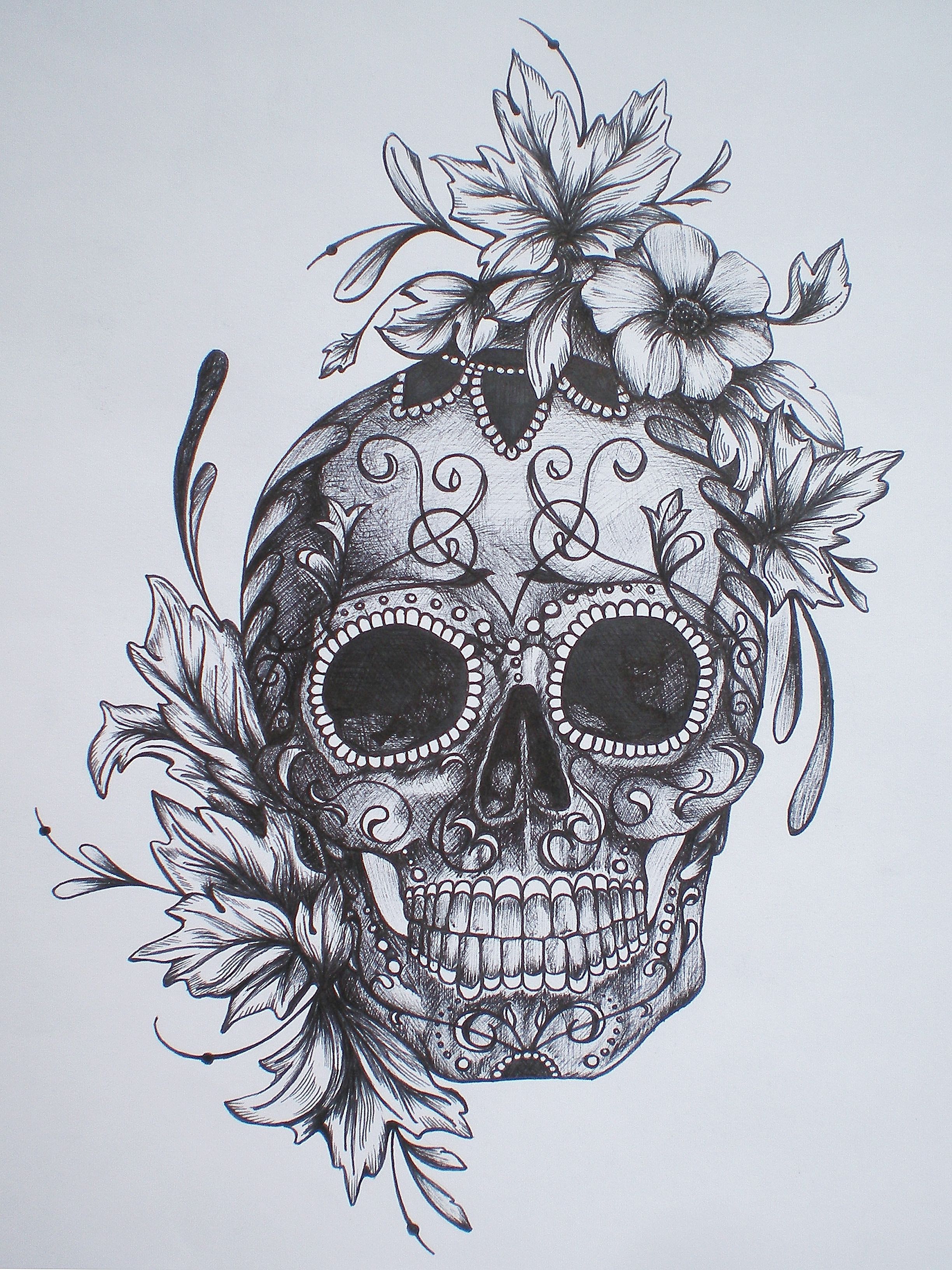 2448x3264 Drawn Sugar Skull Art - Skull Art Sketch