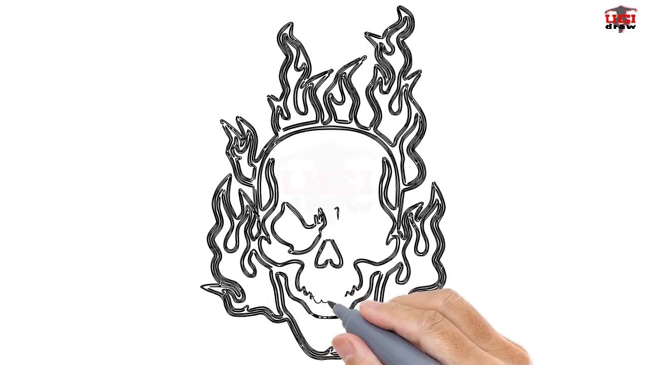 1280x720 How To Draw A Skull On Fire Easy Step By Step Drawing Tutorials - Skull On Fire Sketch