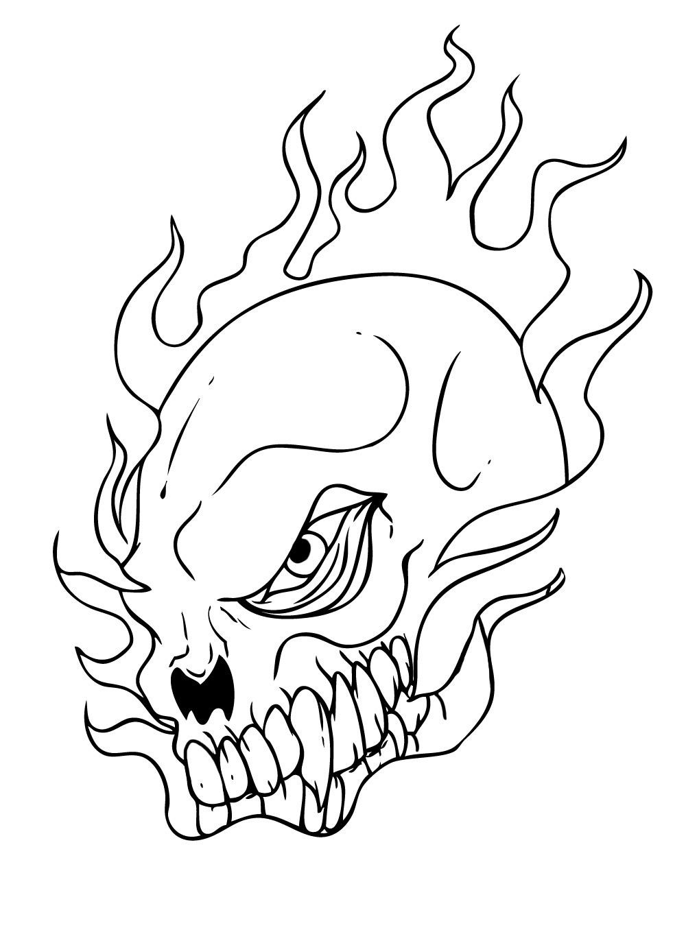 1000x1356 Skull Coloring Pages In Fire - Skull On Fire Sketch