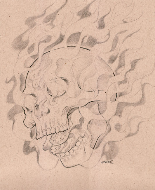 531x648 Deseo Fire Skull Sketching - Skull On Fire Sketch