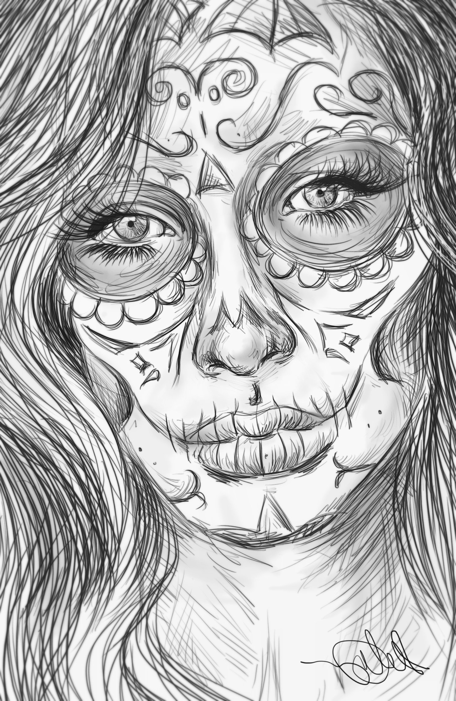 1474x2265 Drawn Sugar Skull Pencil Sketch 3454553 - Skull Pencil Sketch