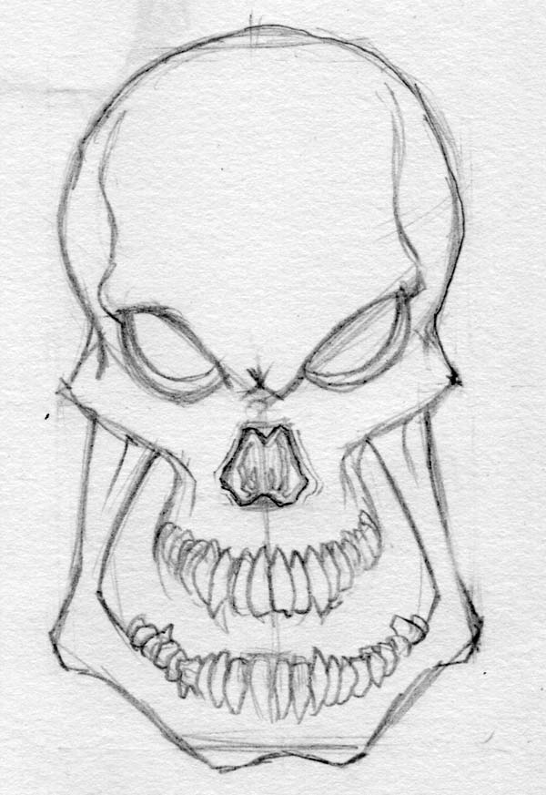 600x873 Evil Skull Drawing - Skull Pencil Sketch
