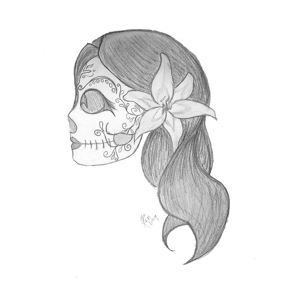 900x923 Sugar Skull Pencil Sketch - Skull Pencil Sketch