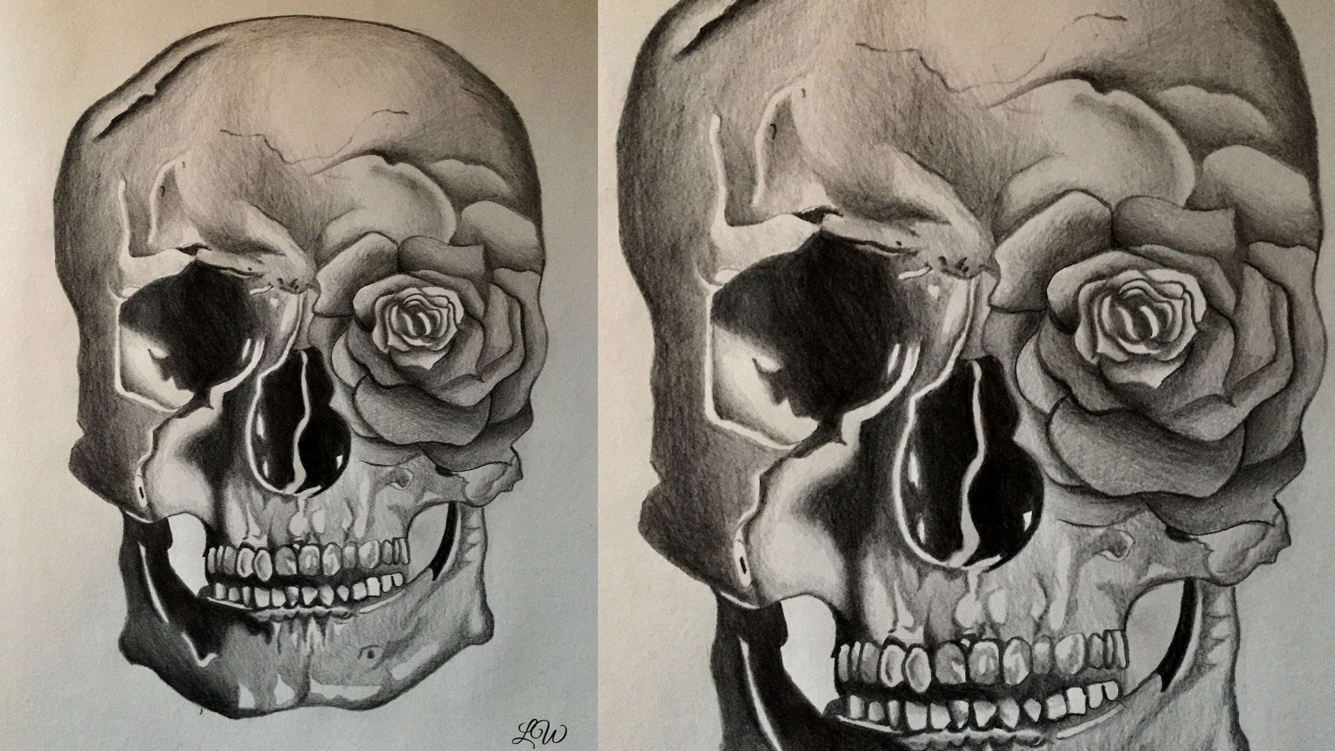 1920x1080 How To Draw A Rose Amp Skull - Skull Rose Sketch