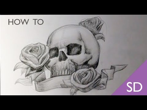 480x360 How To Draw A Skull With Roses Tattoo - Skull Rose Sketch