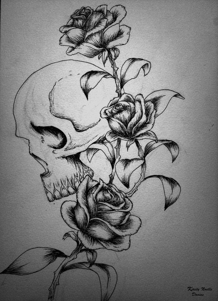 Skull Rose Sketch At Explore Collection Of Skull Rose Sketch 9883