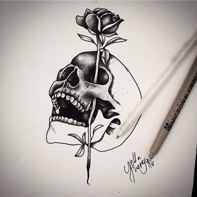 Skull Rose Sketch At Explore Collection Of Skull Rose Sketch 6720