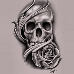 240x240 Sketch - Skull Rose Sketch