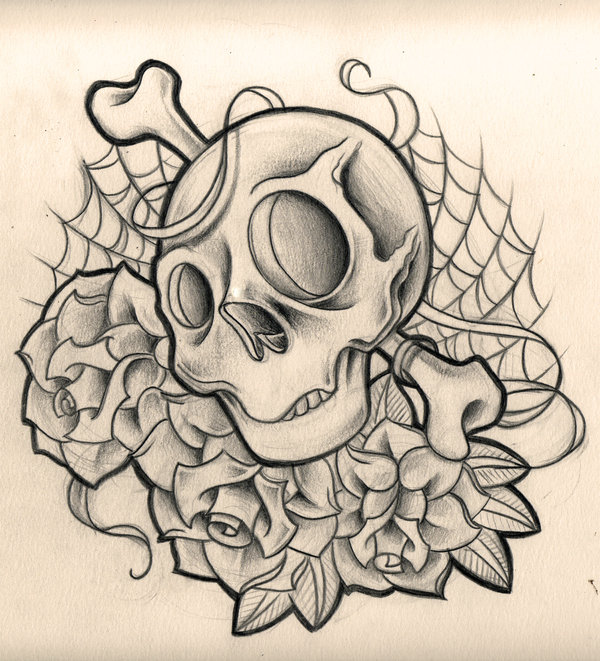 600x661 Skulls N Roses By Willemxsm - Skull Rose Sketch