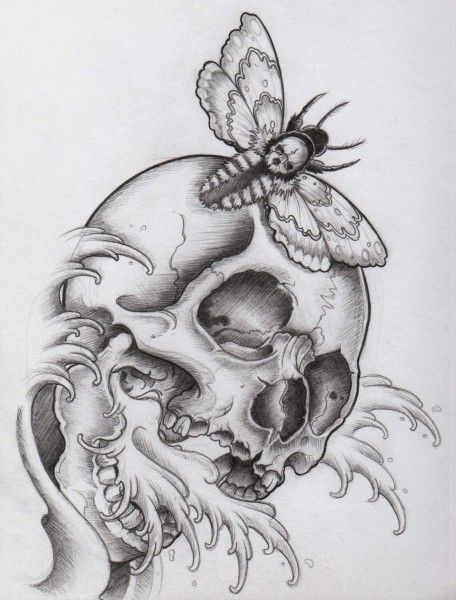 456x600 Skull Sketch Tattoo Drawing Design Images - Skull Sketch