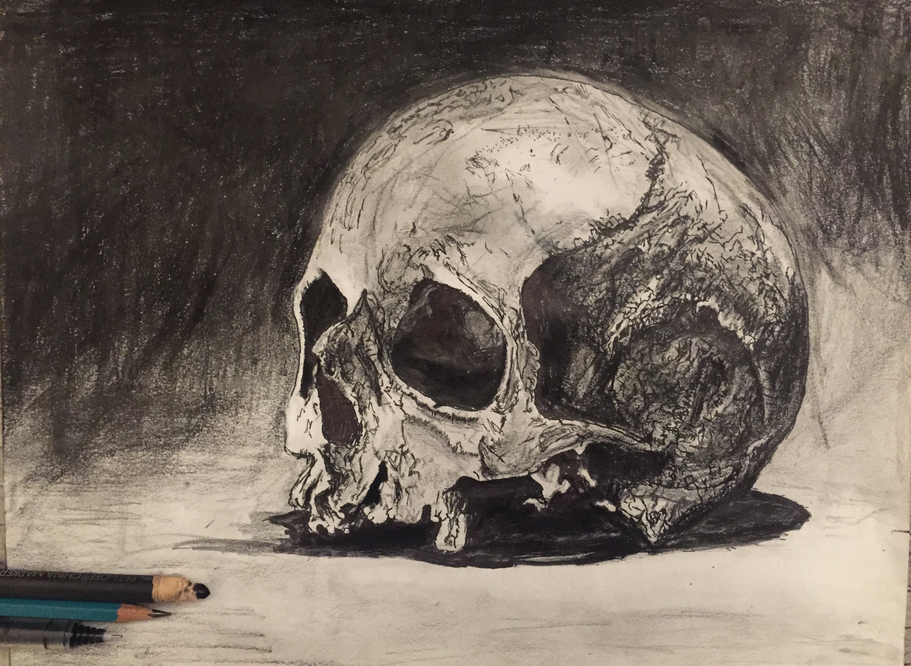3107x2273 Skull Sketch In Sharpie, Pen And Pencil - Skull Sketch