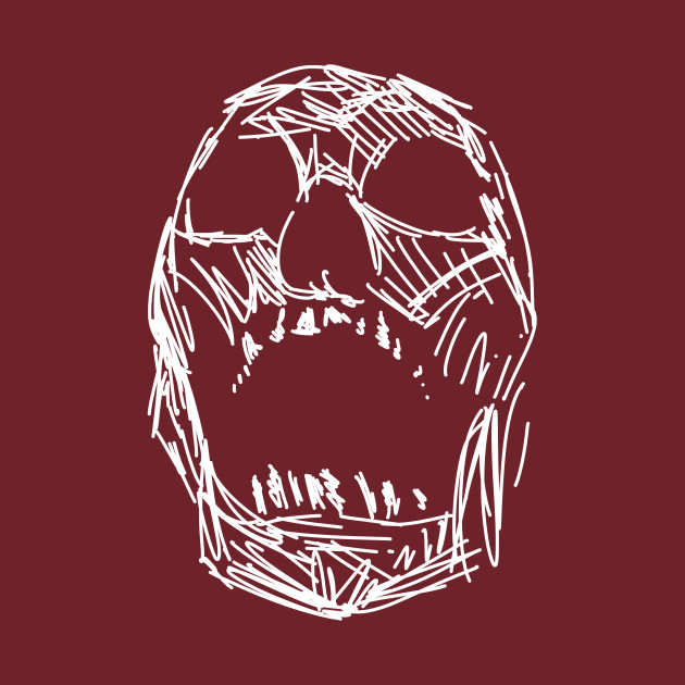 630x630 White Screaming Skull Sketch - Skull Sketch