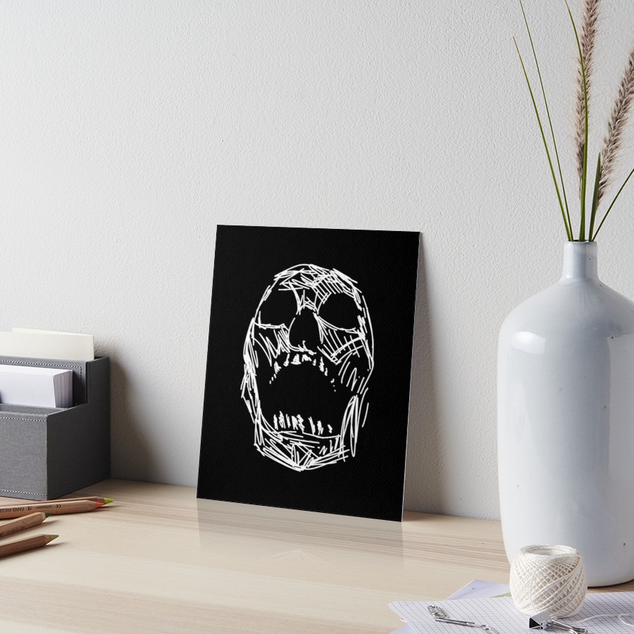 900x900 White Screaming Skull Sketch Art Boards By Kristin Frenzel - Skull Sketch Art