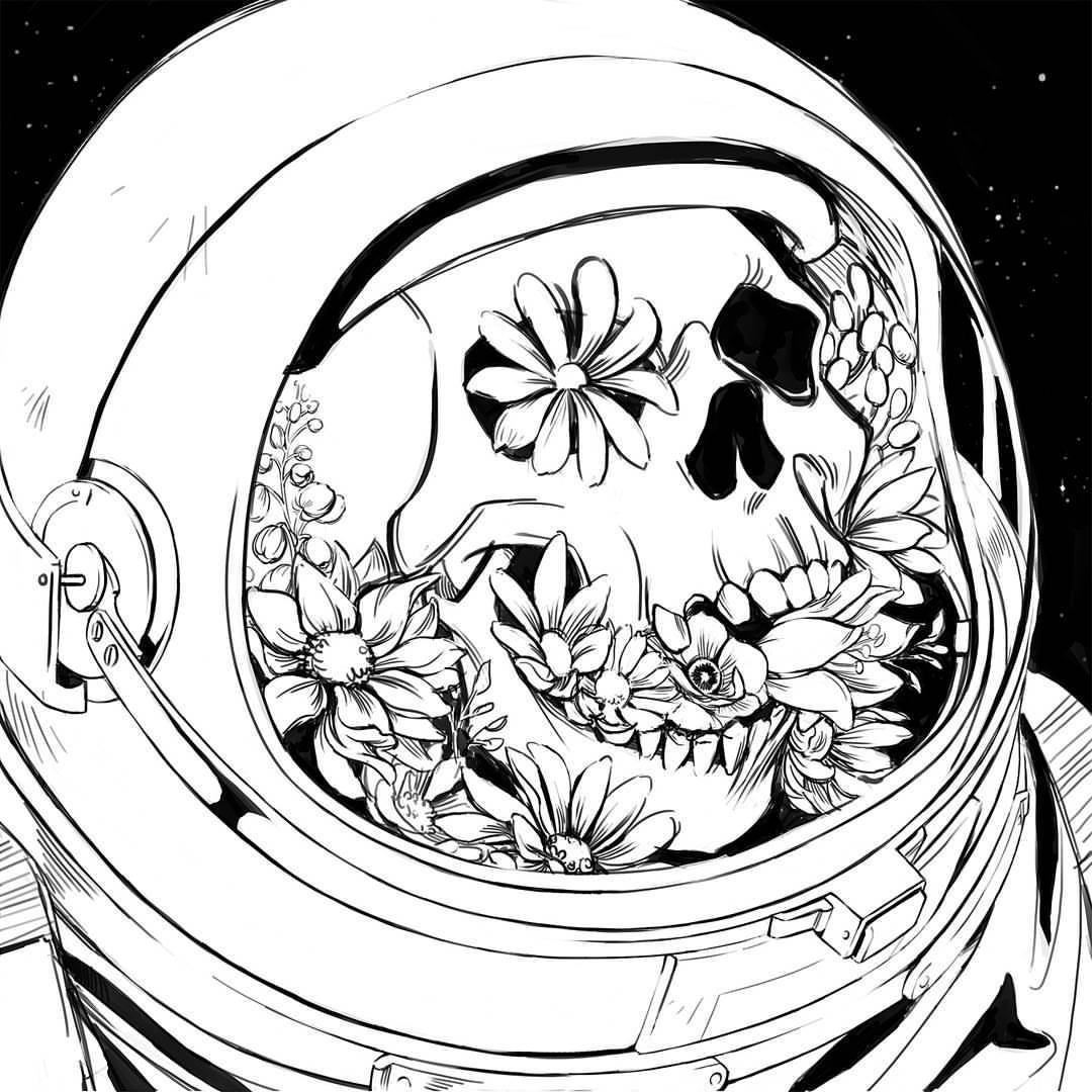 1080x1080 Taupish - Skull Sketch Art