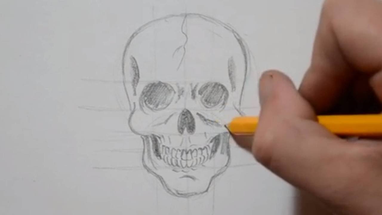 1280x720 How To Draw A Skull In Under 4 Minutes - Skull Sketch Images